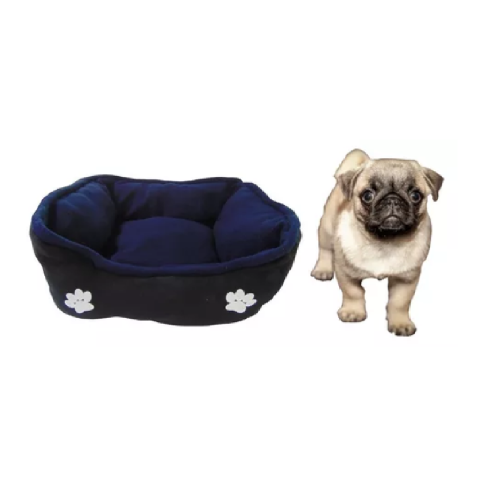 Cama Mediana Doble Faz Para Mascota Color Azul Oscuro