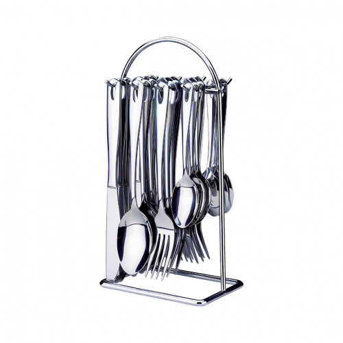 Set De Cubiertos X 24 Pzas Acero Inox C/Spte Metalico He845